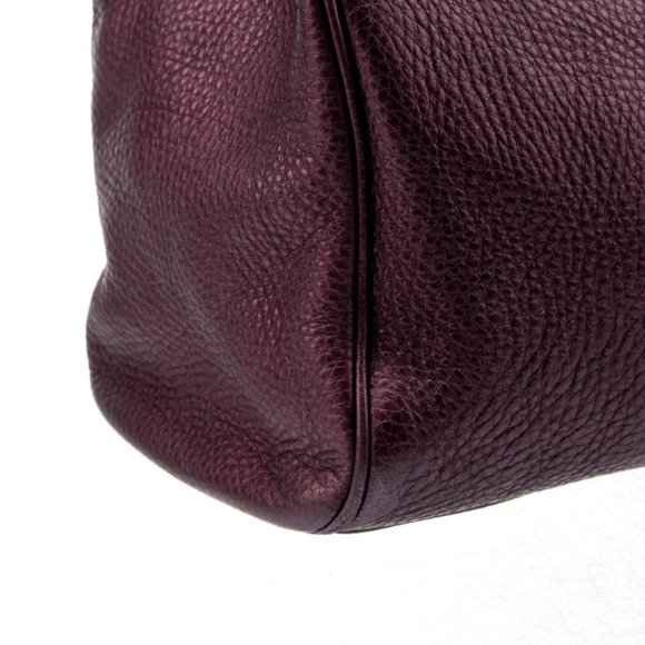 Gucci Purple Leather Shopper Tote Bamboo Handle Gold Hardware Vintage Branding - Picture 4 of 6